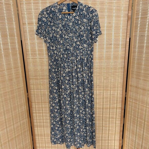 Vintage Ditsy floral babydoll Midi Dress - classic 90s floral dress style with D - Picture 4 of 10